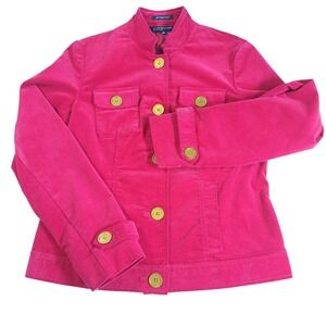 Jones‎ New York Jacket Blazer Size S Strong Pink Button Corduroy Cotton Blend